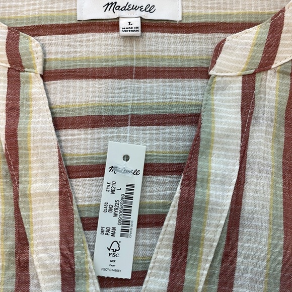 NWT Crinkle Cotton Lakeline Popover Shirt in Stripe - Size Large - Picture 8 of 10